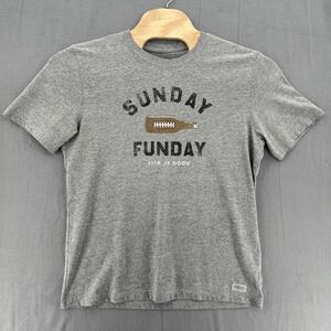 Life Is Good Sunday Funday‎ T-Shirt Mens L Grey Heather Football Beer Logo Tee